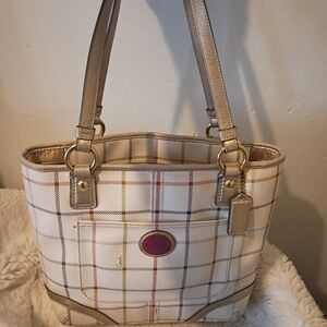 Coach Peyton Heritage Tattersall Tote